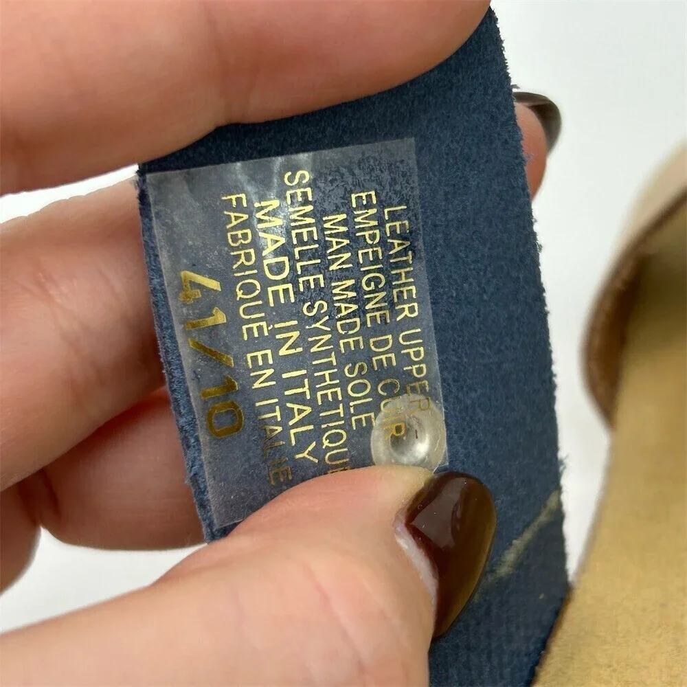 Bos & Co. Womens Blue Tan Slip On Wedge Thong Sandals Size 10 Made in Italy